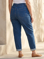 Jean Mom Fit – Grande Taille – Ceinture Élastiquée