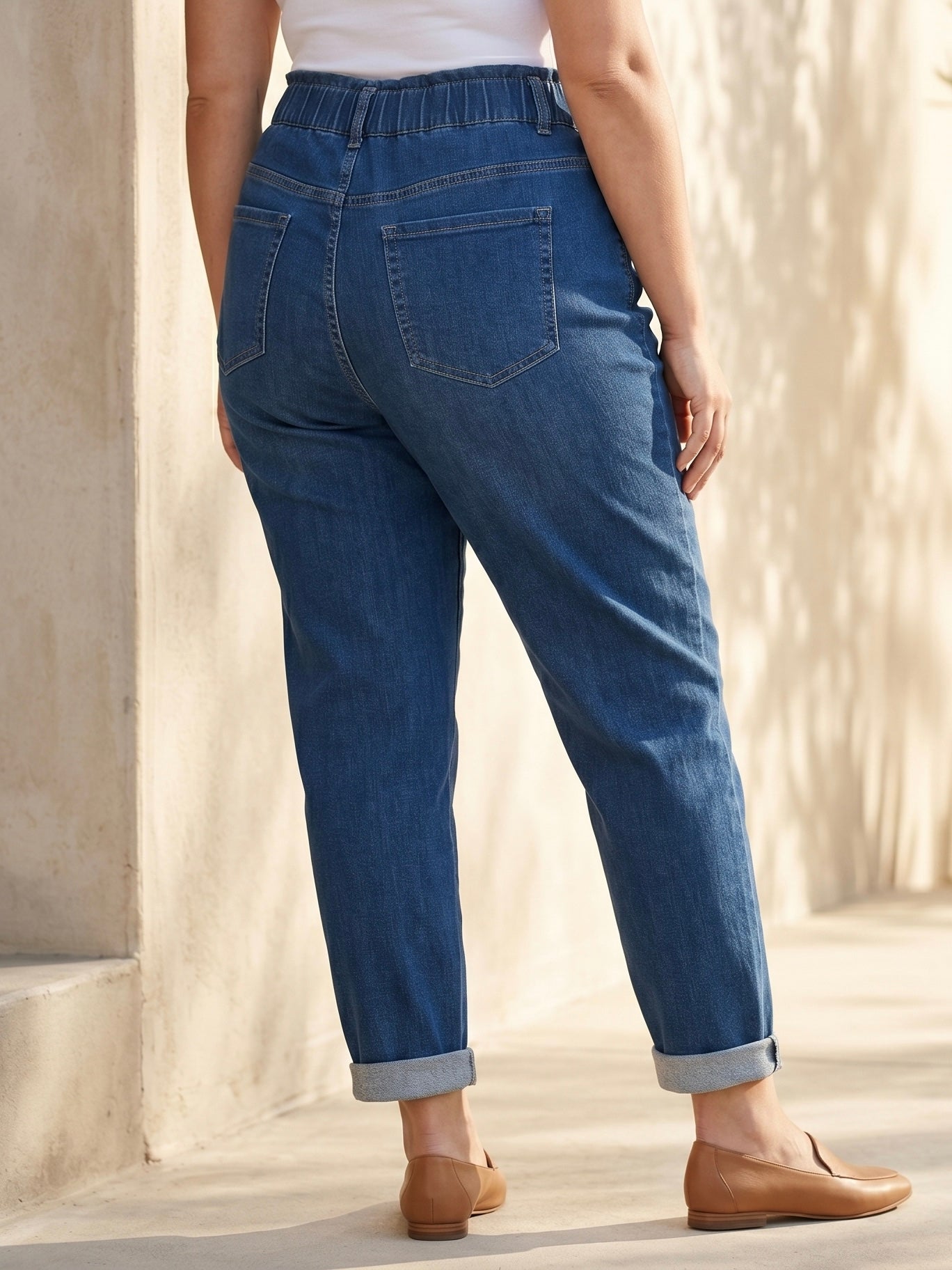 Jean Mom Fit – Grande Taille – Ceinture Élastiquée