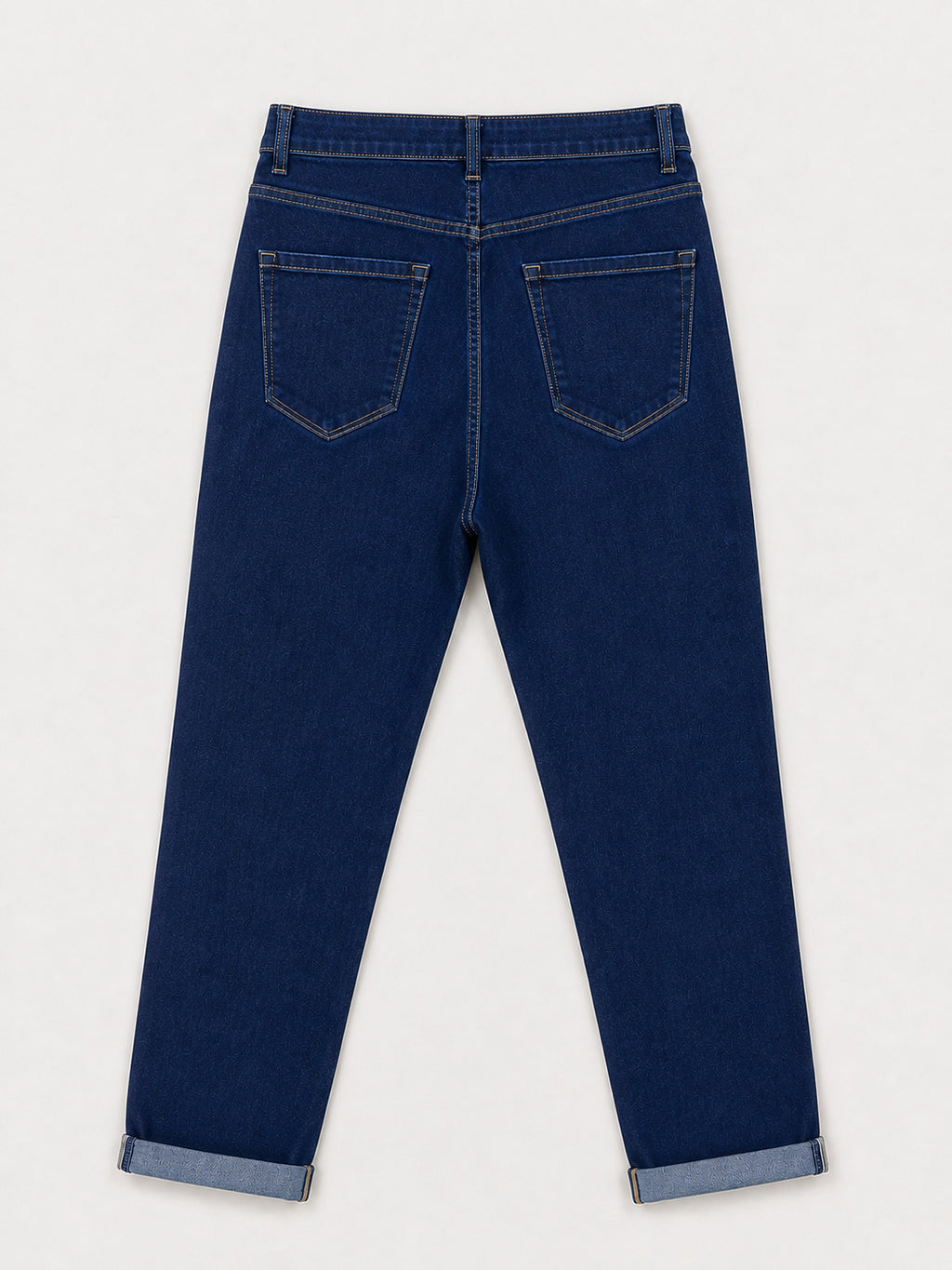 Jean Mom Fit – Boutons Dorés aux Poches – Bleu Brut