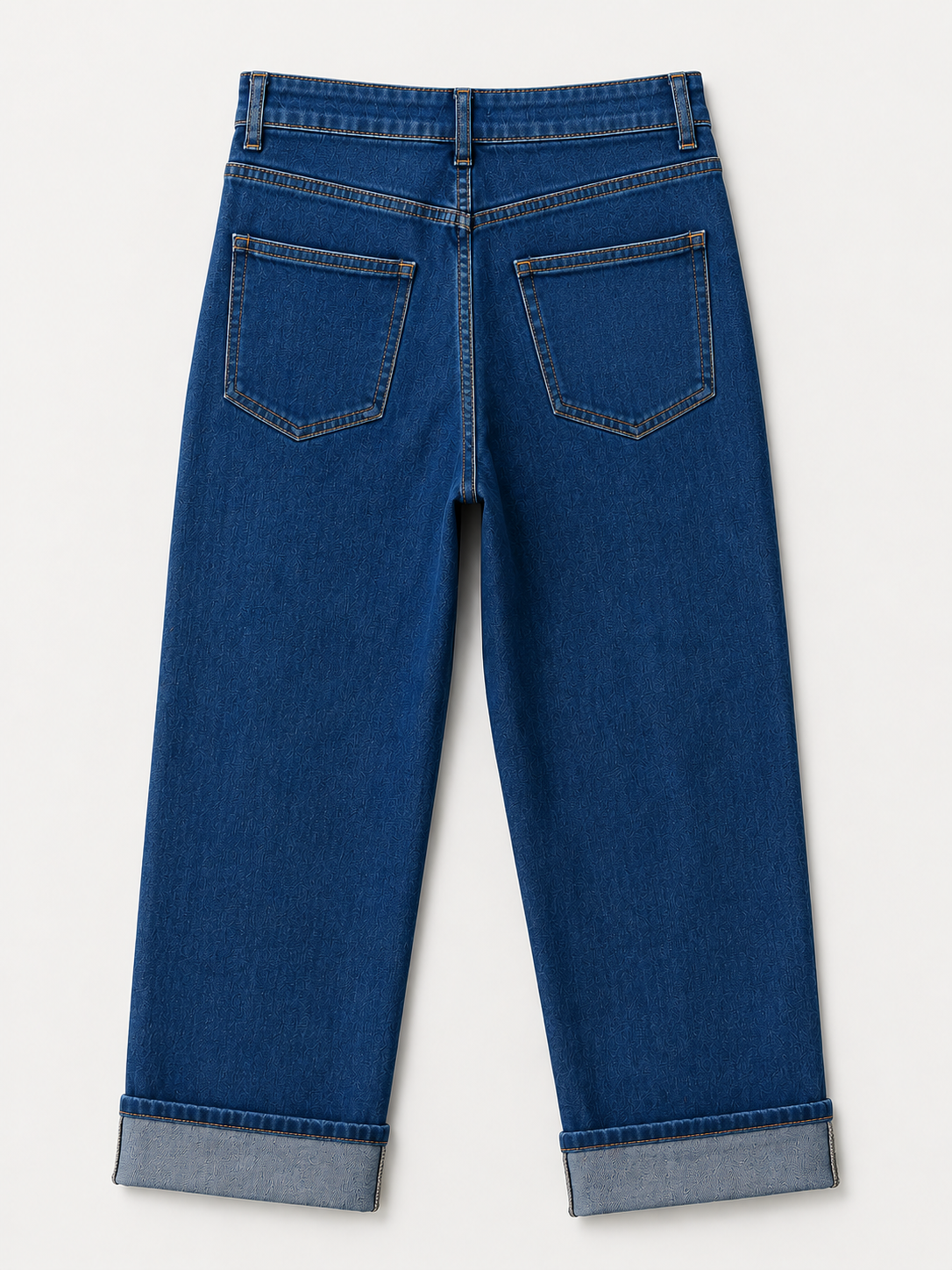 Jean Wide Leg 7/8ème – Grand Revers & Poches Plaquées Boutons Dorées