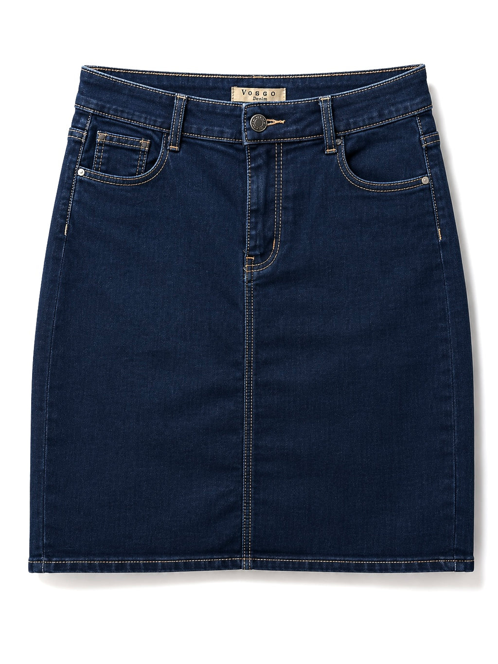 Jupe Courte en Jean – Fente Arrière – Bleu Brut