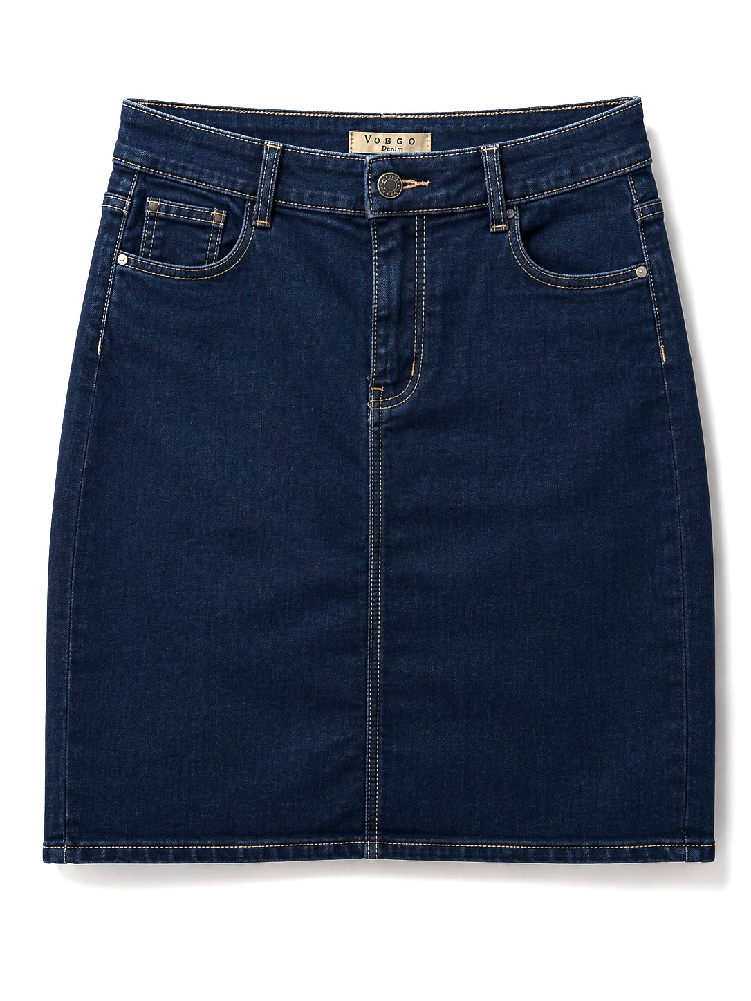 Jupe Courte en Jean – Fente Arrière – Bleu Brut
