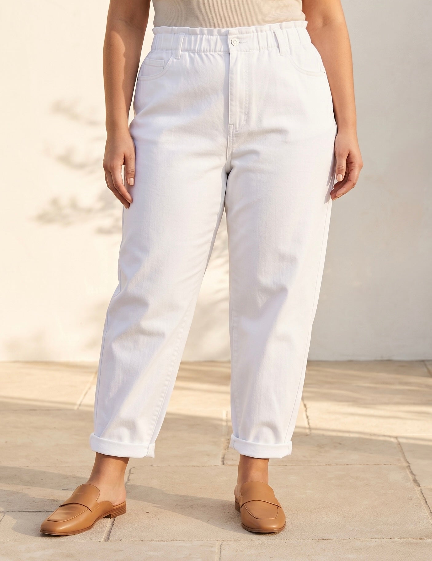 Pantalon Mom Fit – Grande Taille – Ceinture Élastiquée
