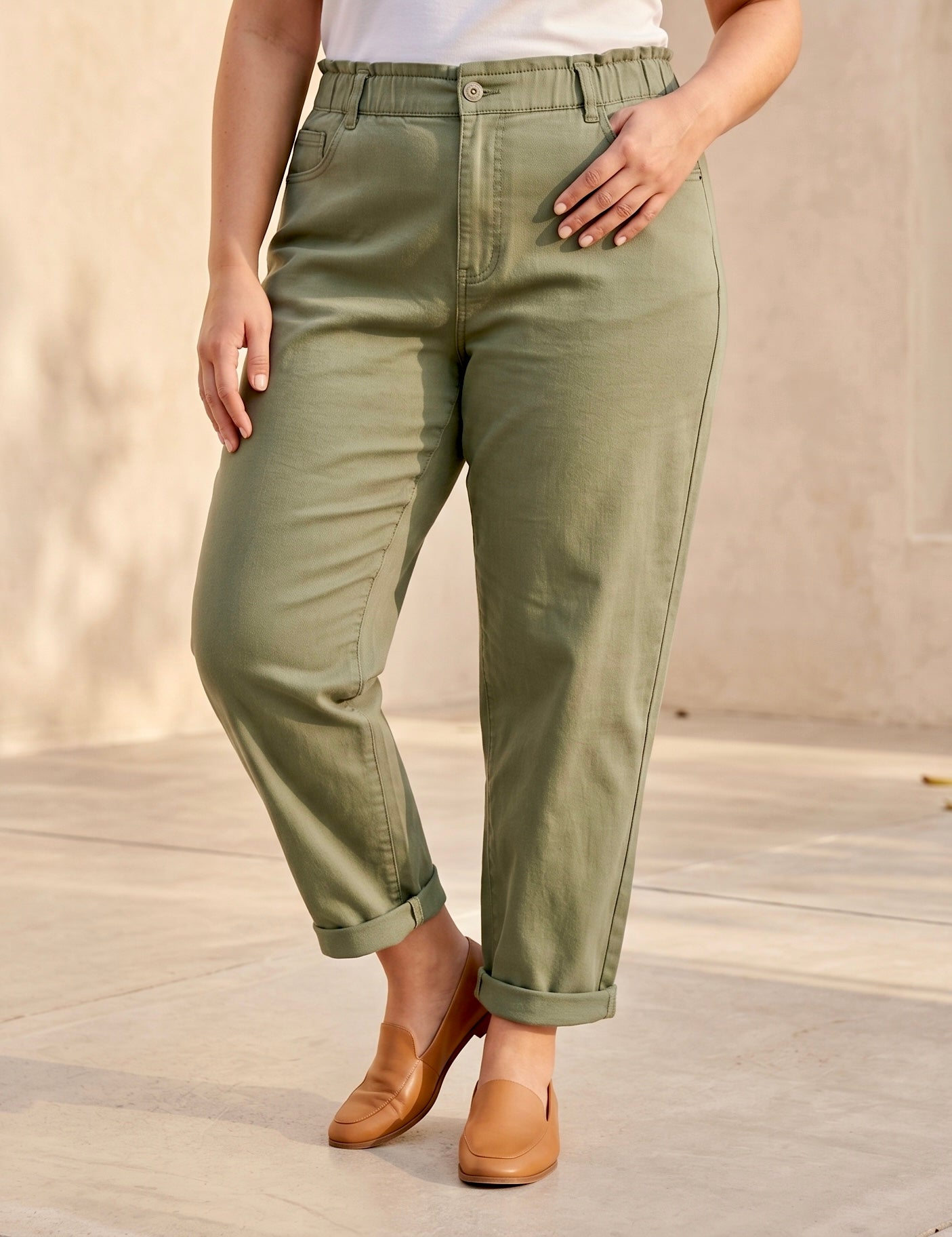 Pantalon Mom Fit – Grande Taille – Ceinture Élastiquée