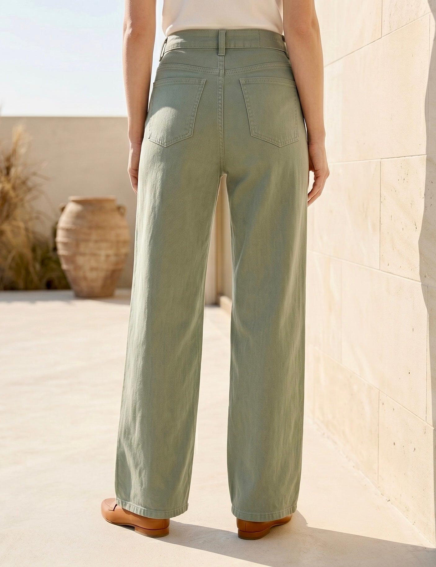 Jean Wide Leg – 5 Boutons & Poches Plaquées