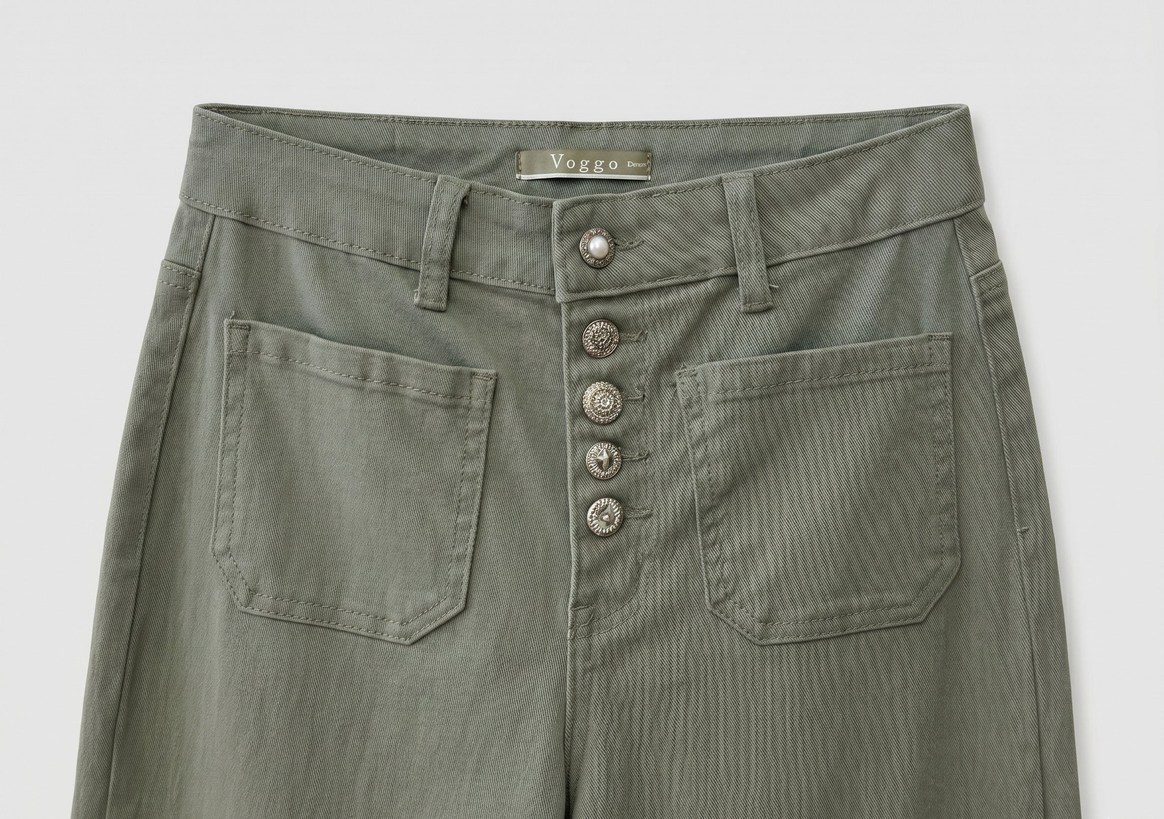 Jean Wide Leg – 5 Boutons & Poches Plaquées