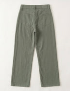 Jean Wide Leg kaki à 5 boutons et poches plaquées seul sur fond neutre, vue de dos - Voggo
