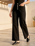 Jean Wide Leg – 5 Boutons & Poches Plaquées