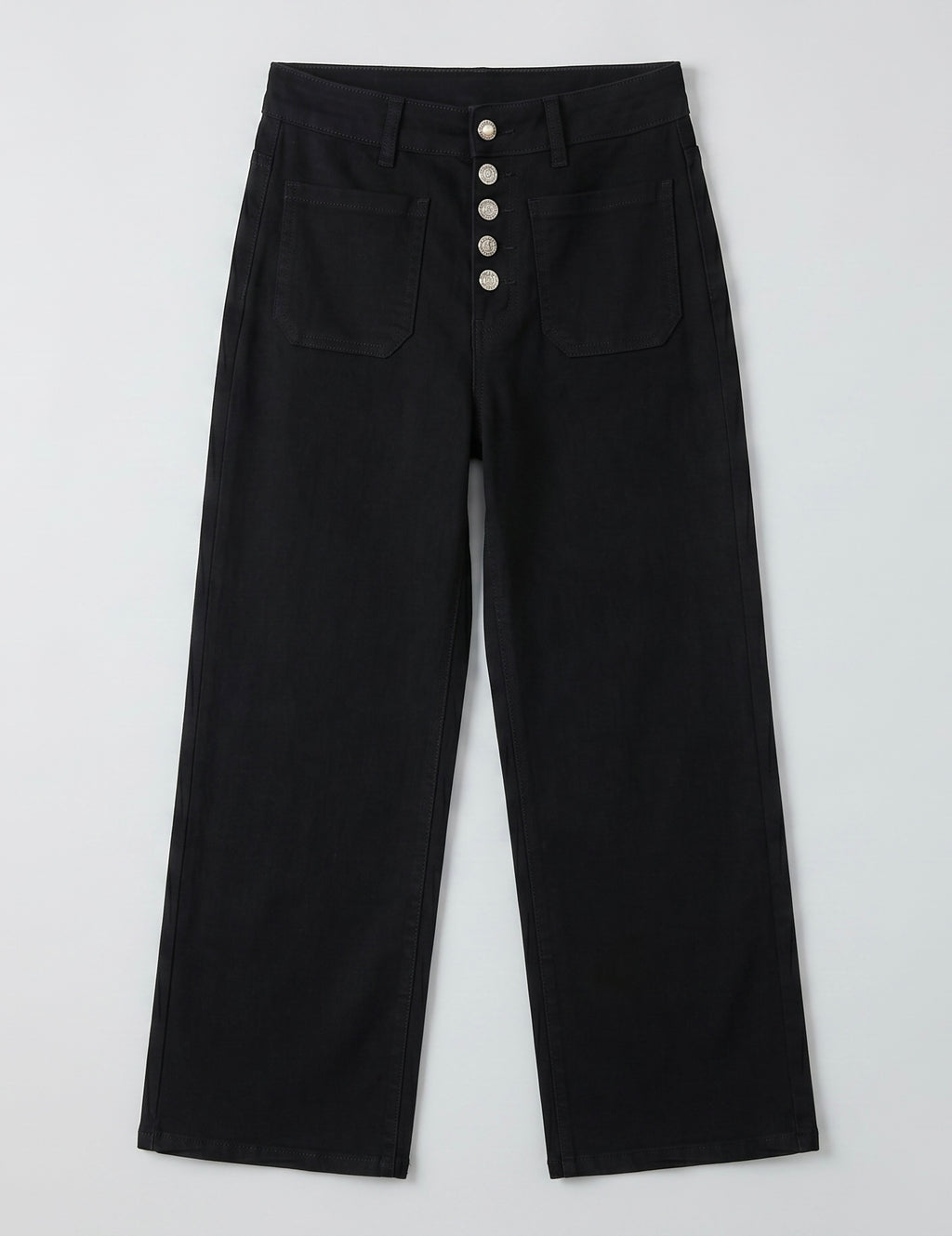 Jean Wide Leg – 5 Boutons & Poches Plaquées
