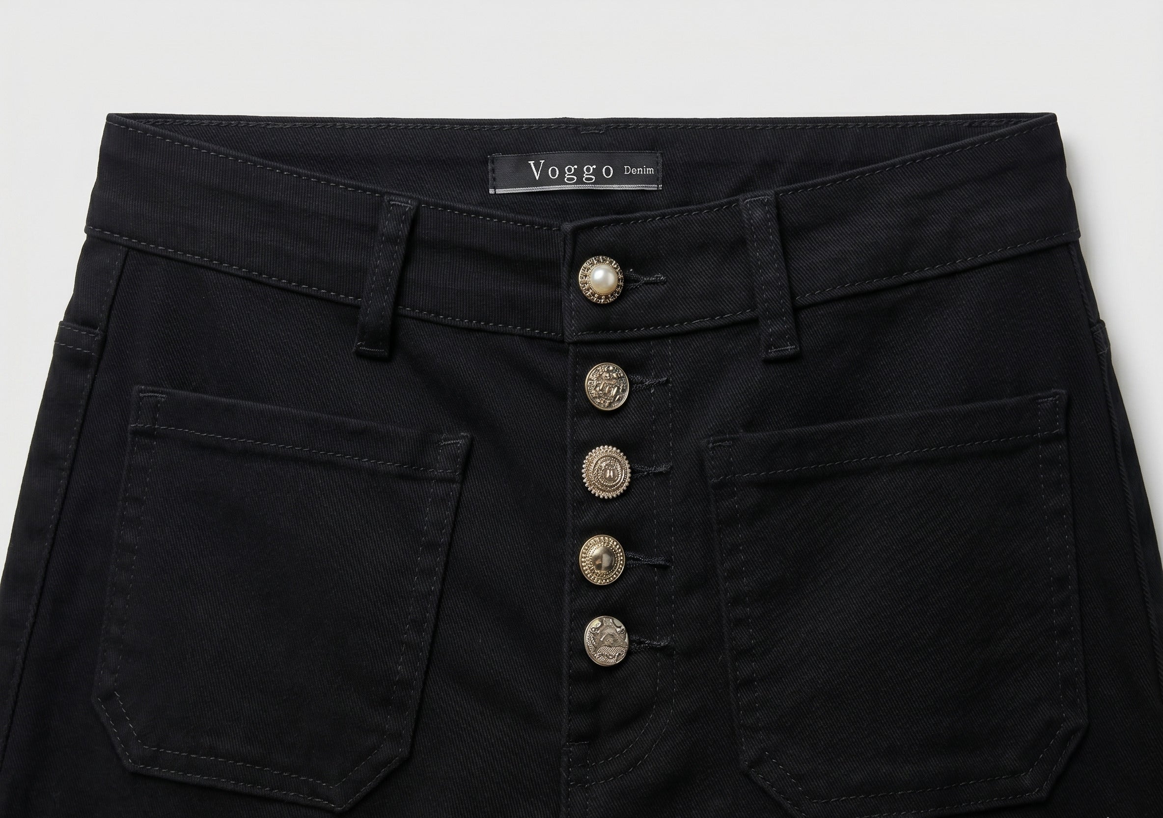 Jean Wide Leg – 5 Boutons & Poches Plaquées