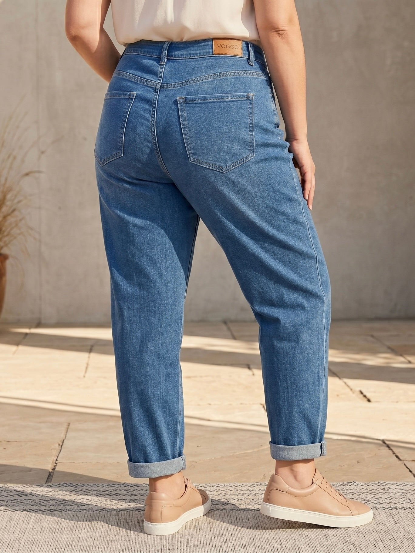 Jean Mom Fit – Grande Taille – Bleu Denim Classique