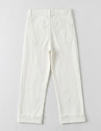 Jean Wide Leg 7/8 blanc à grand revers, style moderne seul sur fond neutre, vue de dos - Voggo