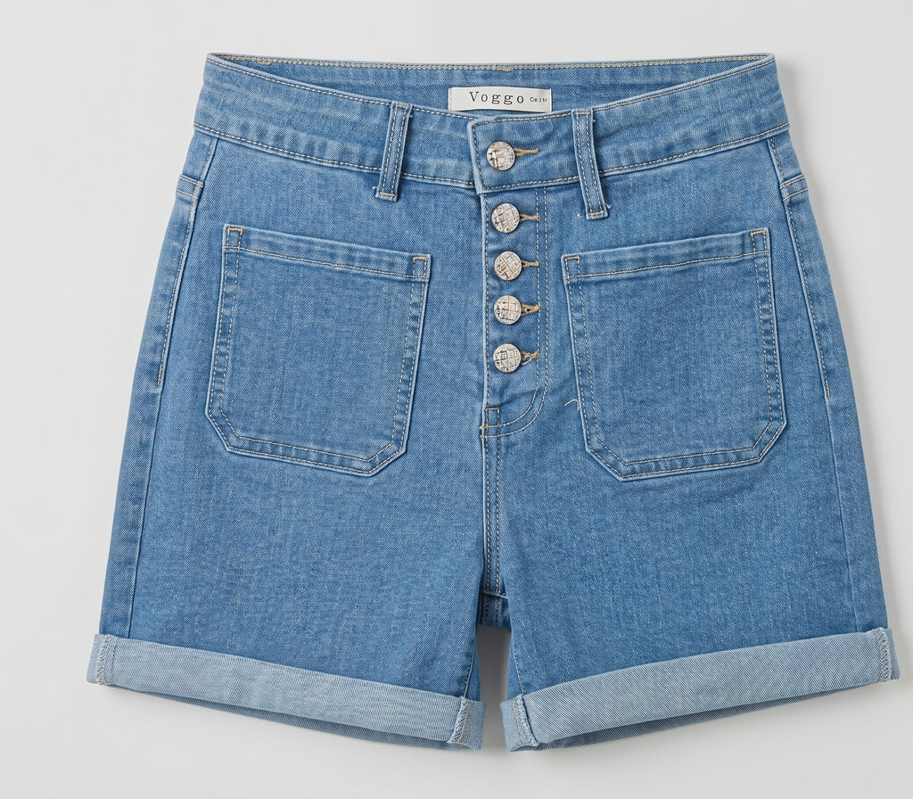 Short en Jean – 5 Boutons Élégants