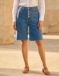 Bermuda en Jean Large – 5 Boutons Élégants