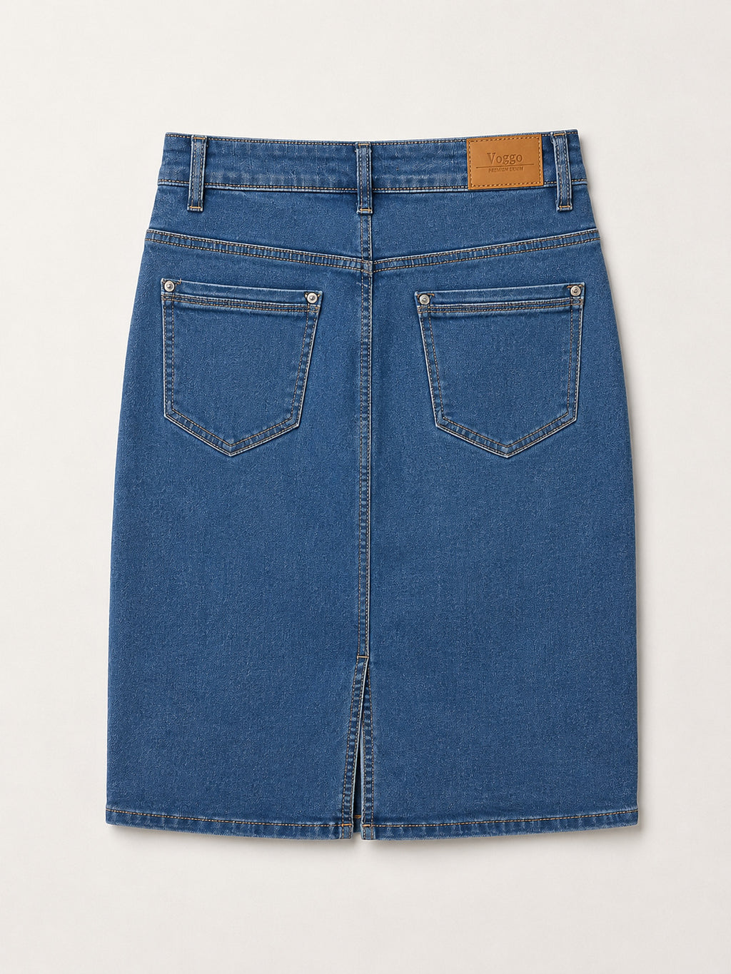 Jupe Courte en Jean – 5 Boutons Élégants & Fente Arrière