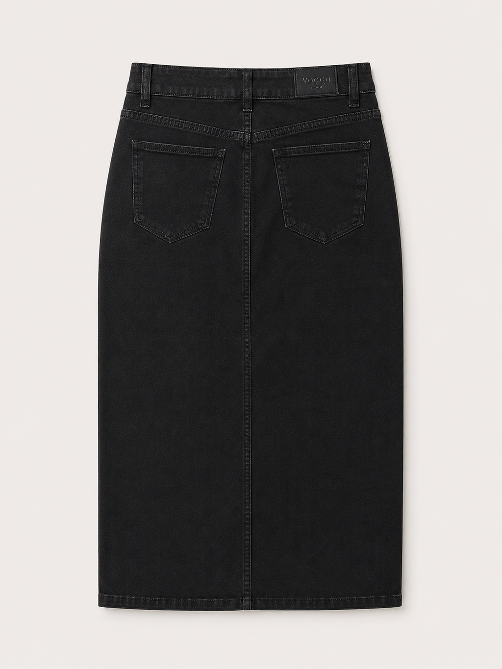 Jupe Longue en Jean – Fente Avant – Noir