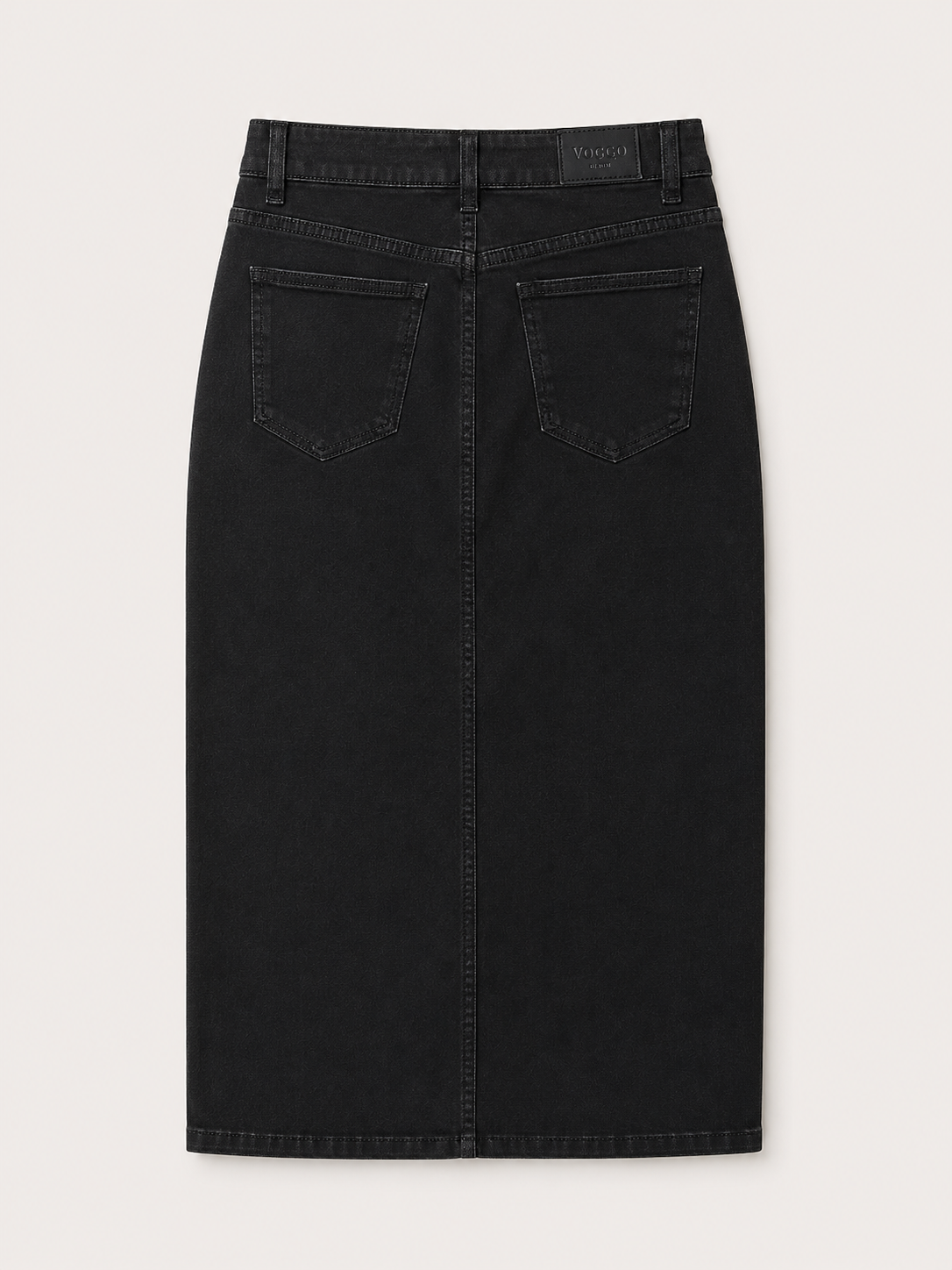 Jupe Longue en Jean – Fente Avant – Noir