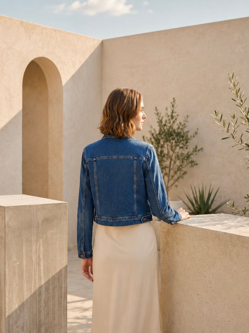Veste en Jean Courte – Coupe Moderne (Fonce)
