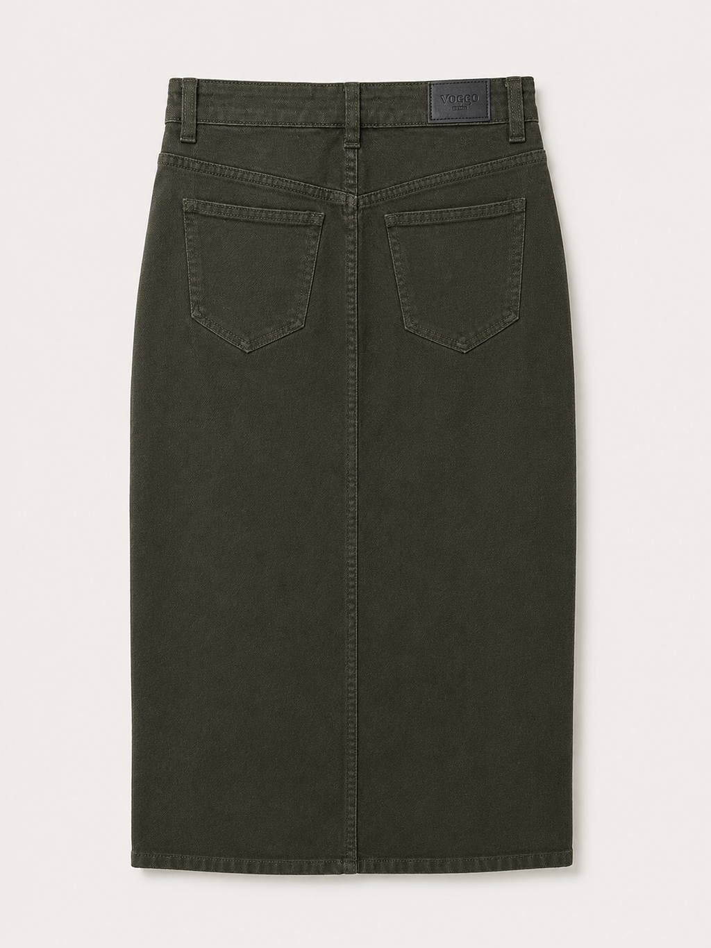 Jupe Longue en Jean – Fente Avant – Kaki