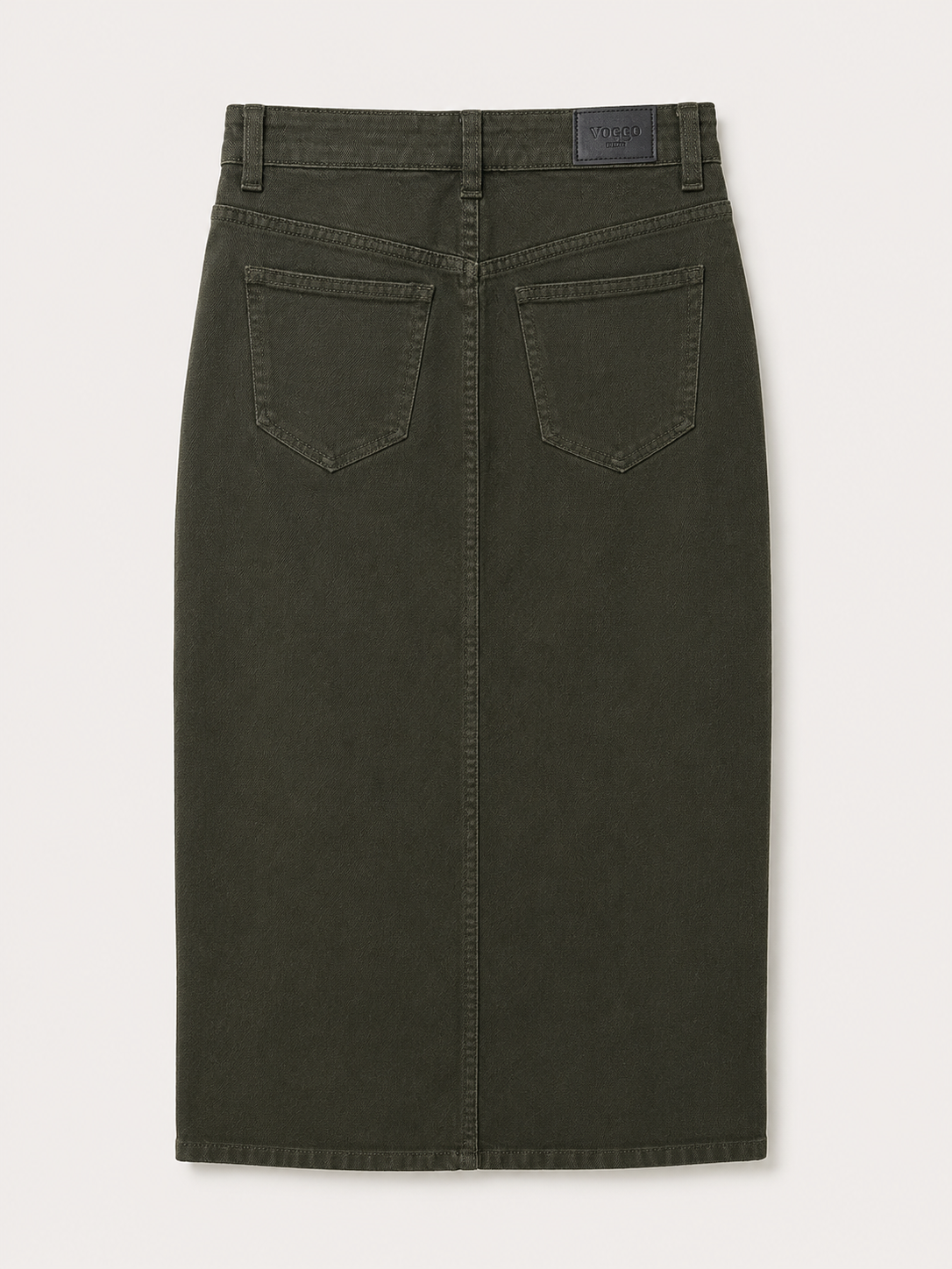 Jupe Longue en Jean – Fente Avant – Kaki