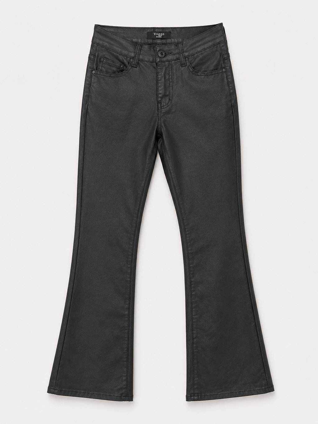 Jean Bootcut en Similicuir – Noir Brillant
