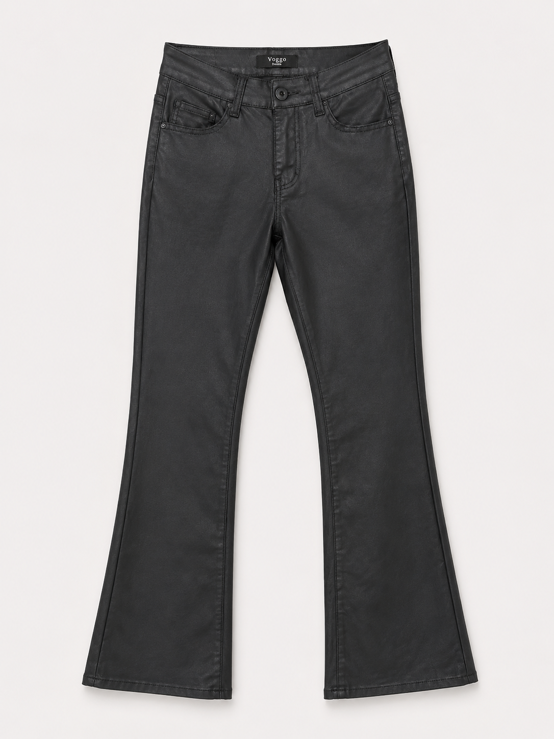 Jean Bootcut en Similicuir – Noir Brillant