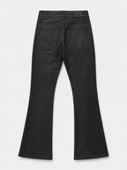 Jean Bootcut en simili cuir noir seul sur fond neutre, vue de dos - Voggo