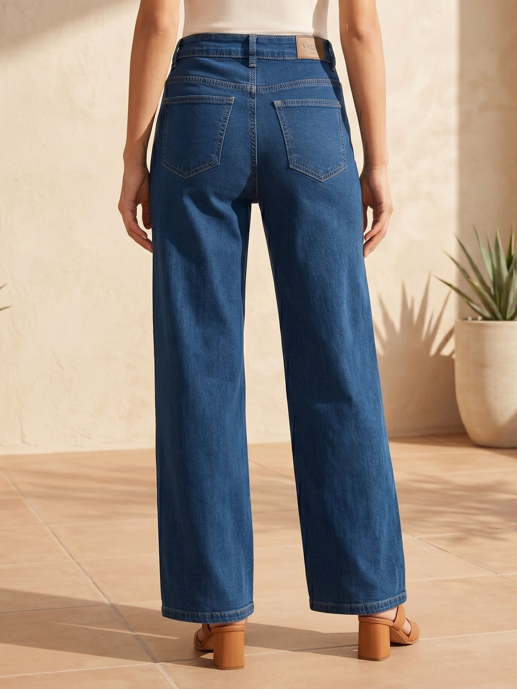 Jean Wide Leg – Boutons Dorés Aux Poches
