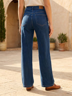 Jean Wide Leg à poches au design original porté, vue de dos - Voggo