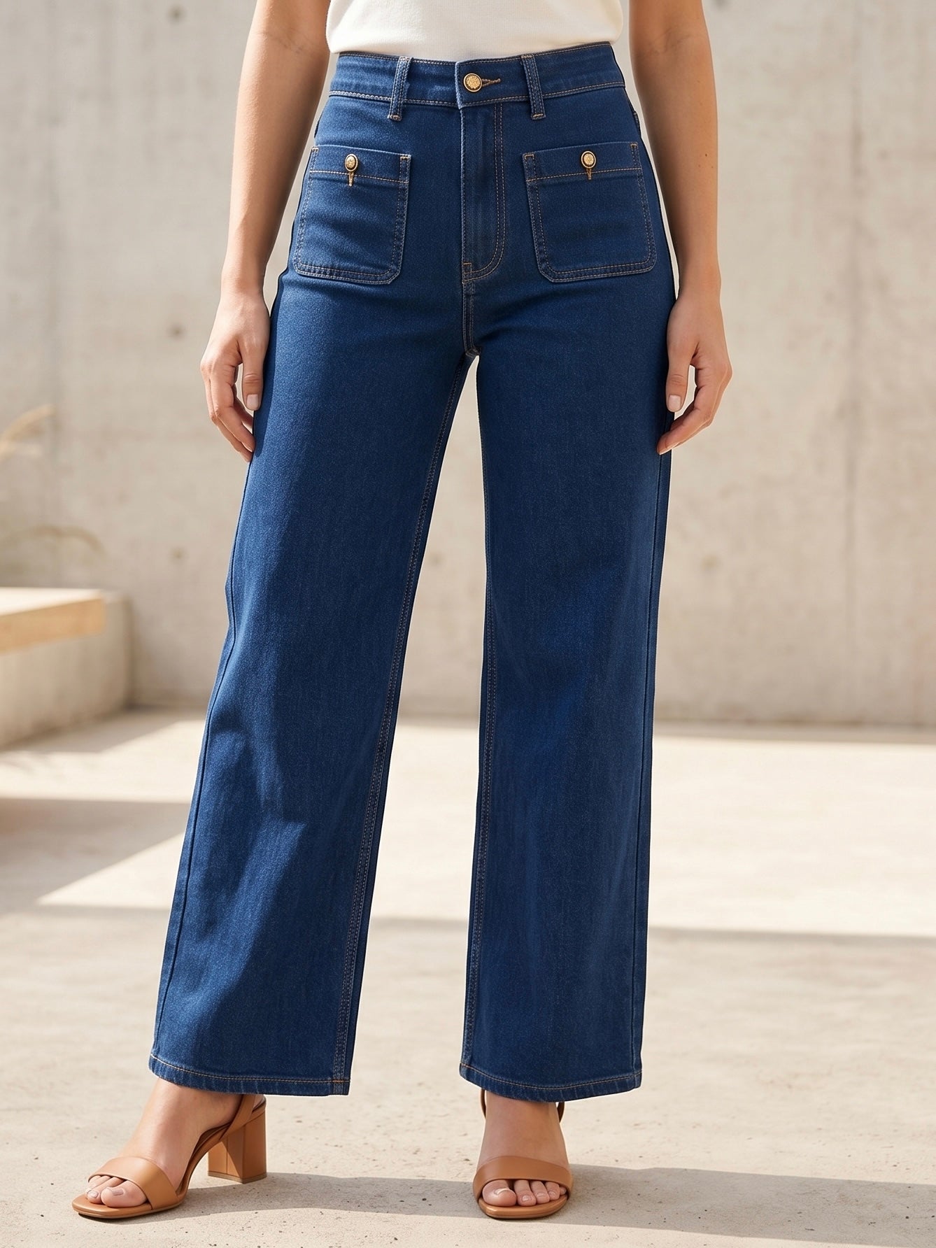 Jean Wide Leg – Poches Plaquées Élégantes