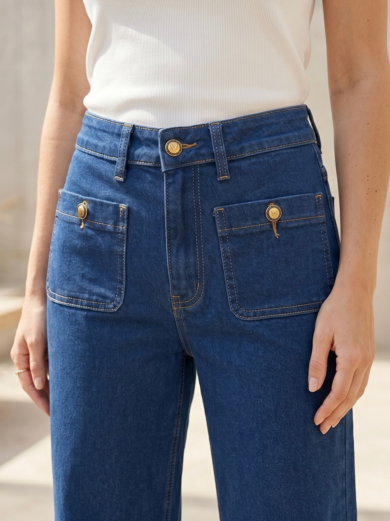Jean Wide Leg – Poches Plaquées Élégantes
