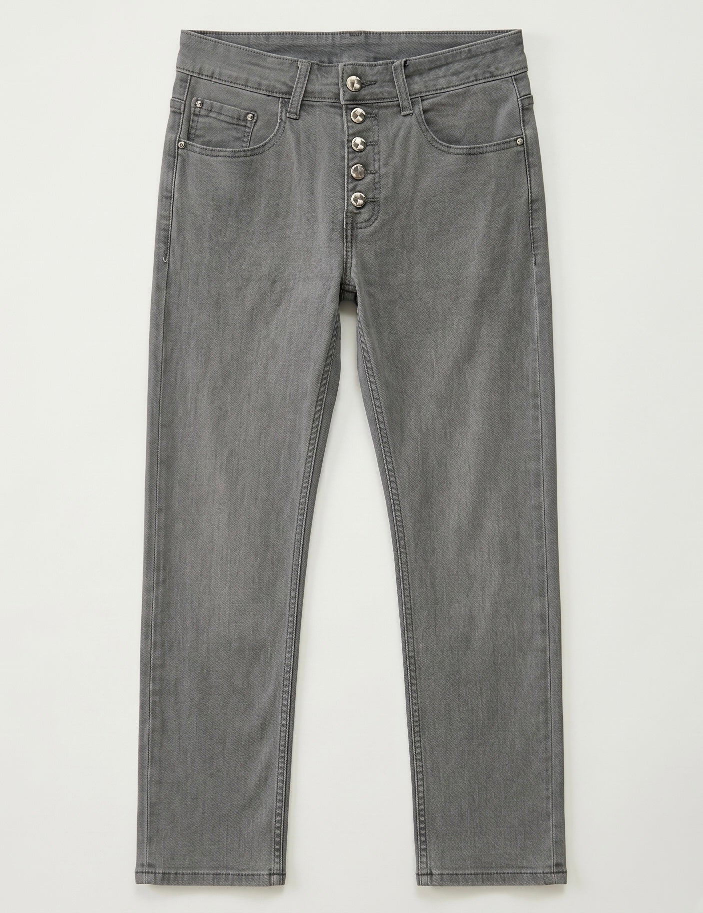 Jean Coupe Droite – 5 Boutons Élégants – Gris