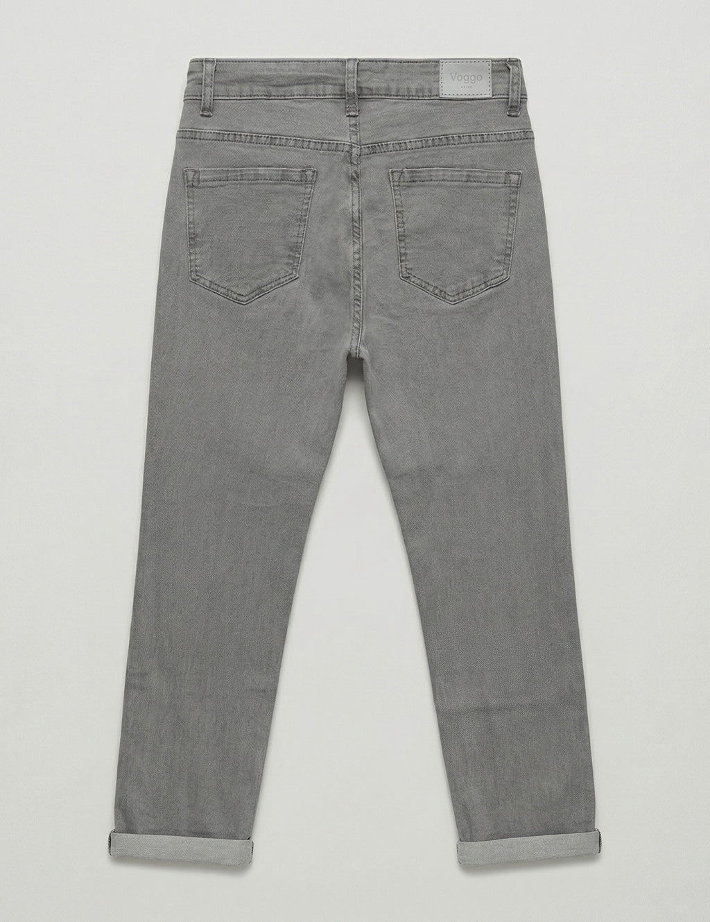 Jean 7/8ème Coupe Droite – 5 Boutons Élégants – Gris