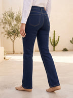 Jean Bootcut bleu brut porté, vue de dos - Voggo
