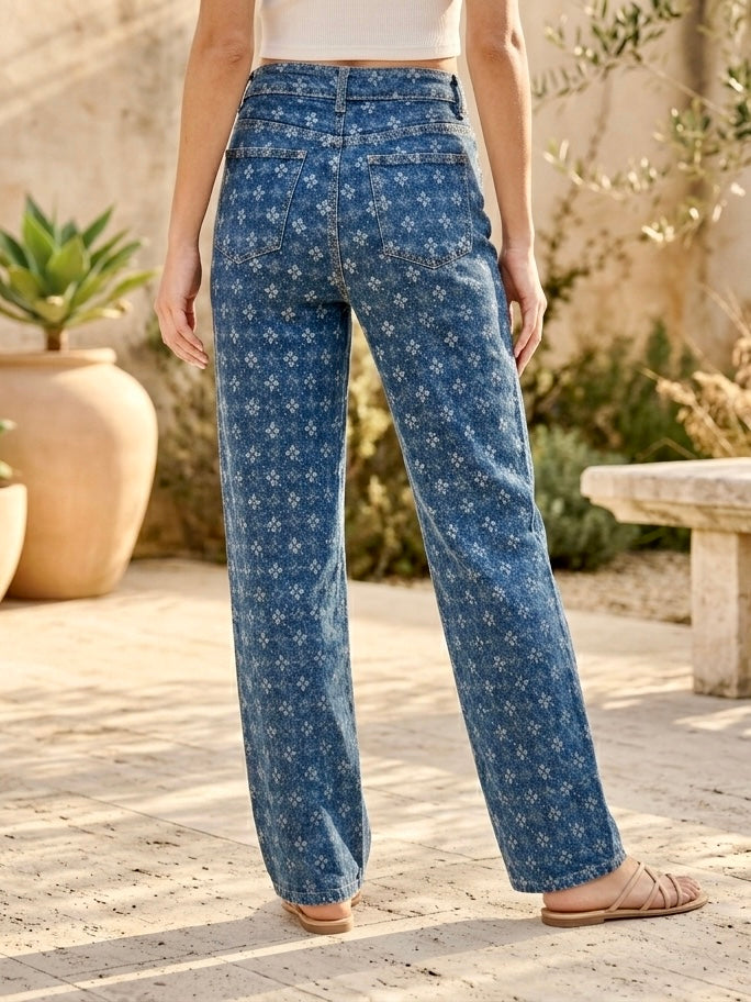 Jean Wide Leg – Motifs Jacquard Imprimés