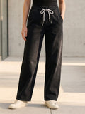 Jean Wide Leg – Taille Élastiquée avec Double Cordons