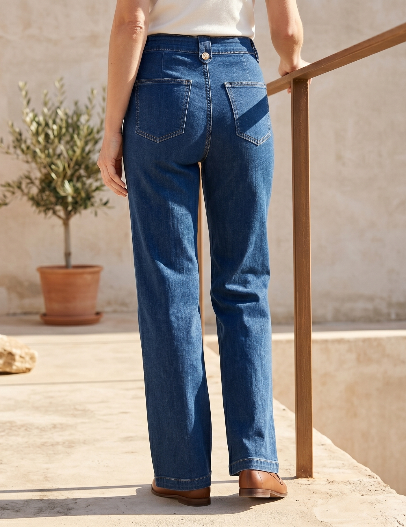 Jean Wide Leg – Boutons Dorés Frontaux
