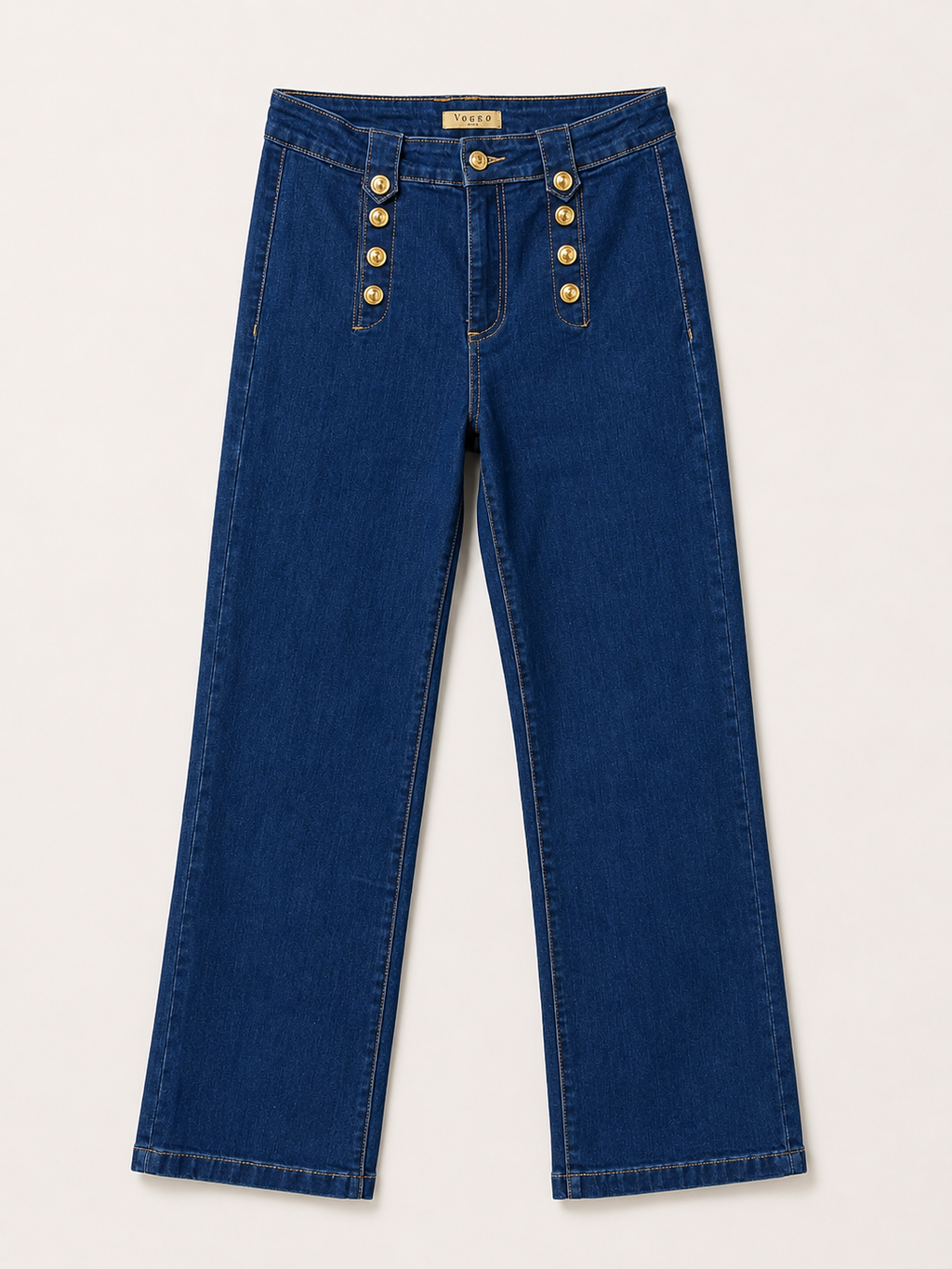Jean Wide Leg – Boutons Dorés Frontaux