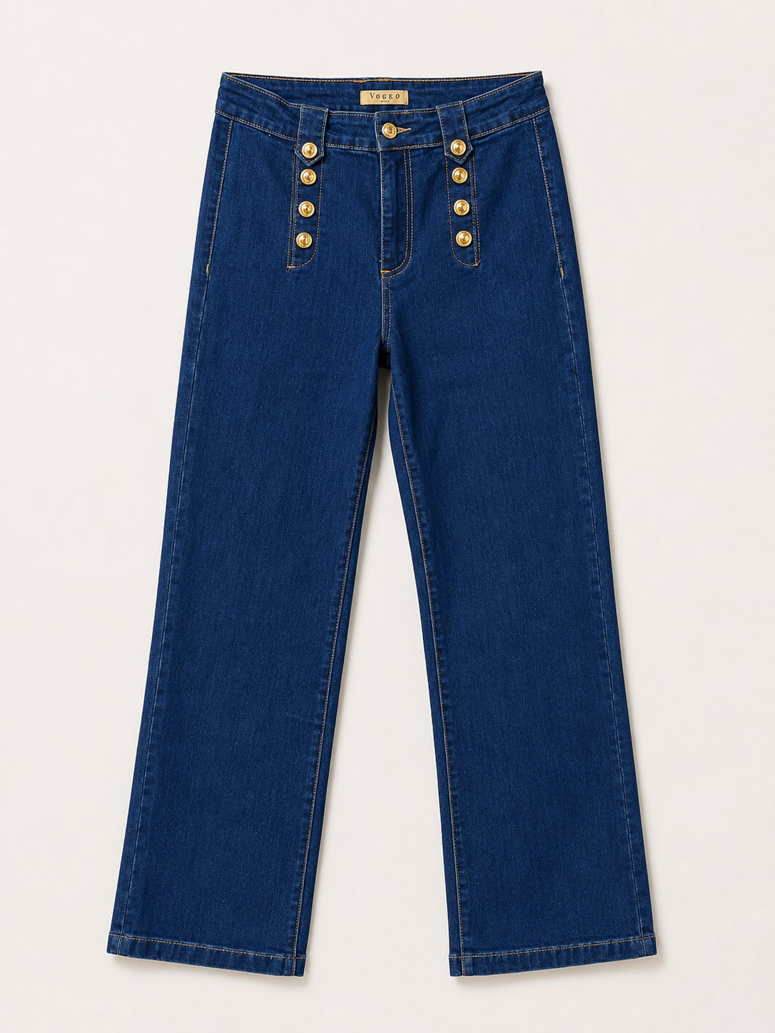 Jean Wide Leg – Boutons Dorés Frontaux