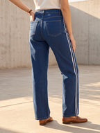 Jean Wide Leg – Bande Blanche Latérale