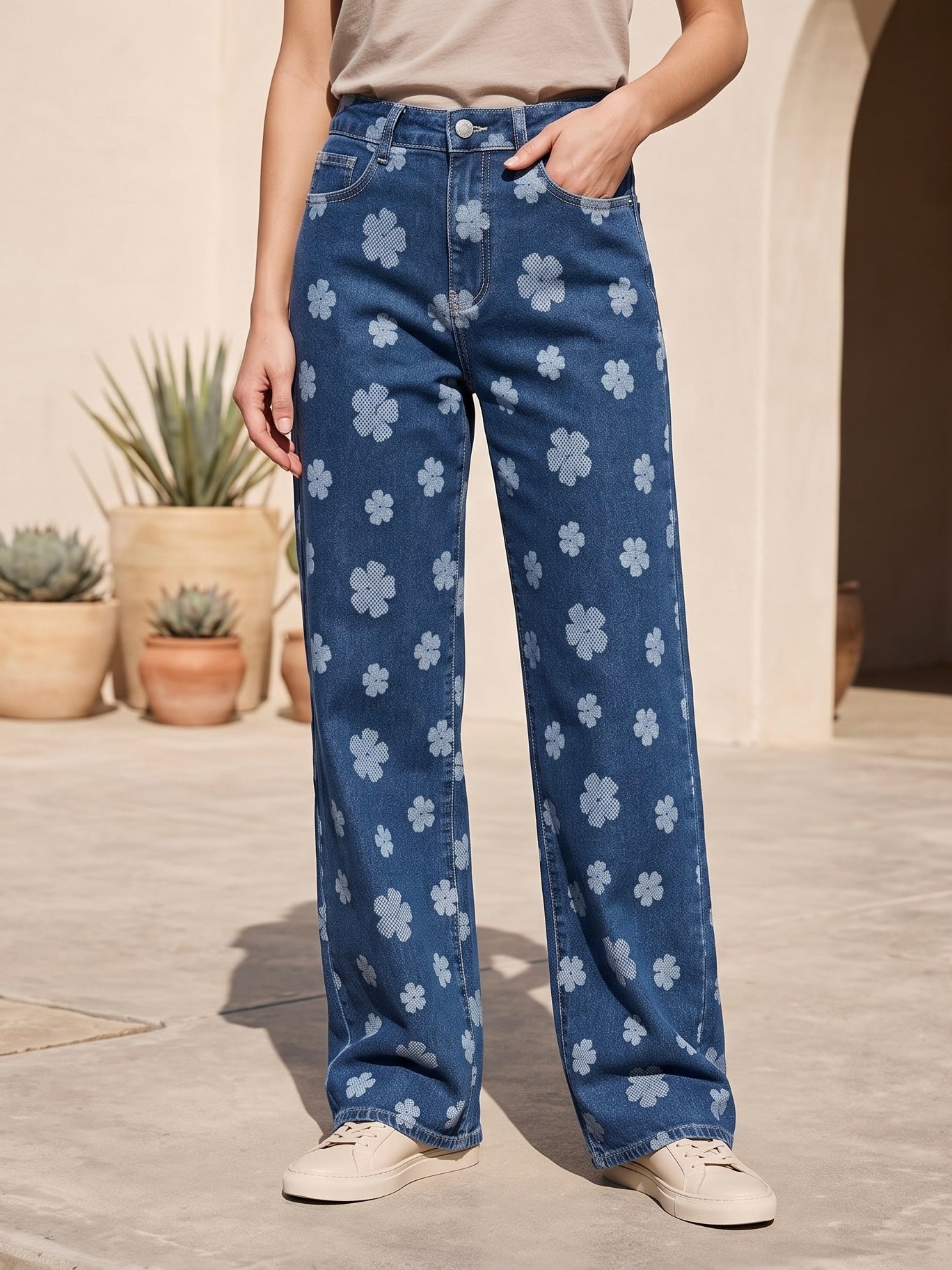 Jean Wide Leg – Motif Floral