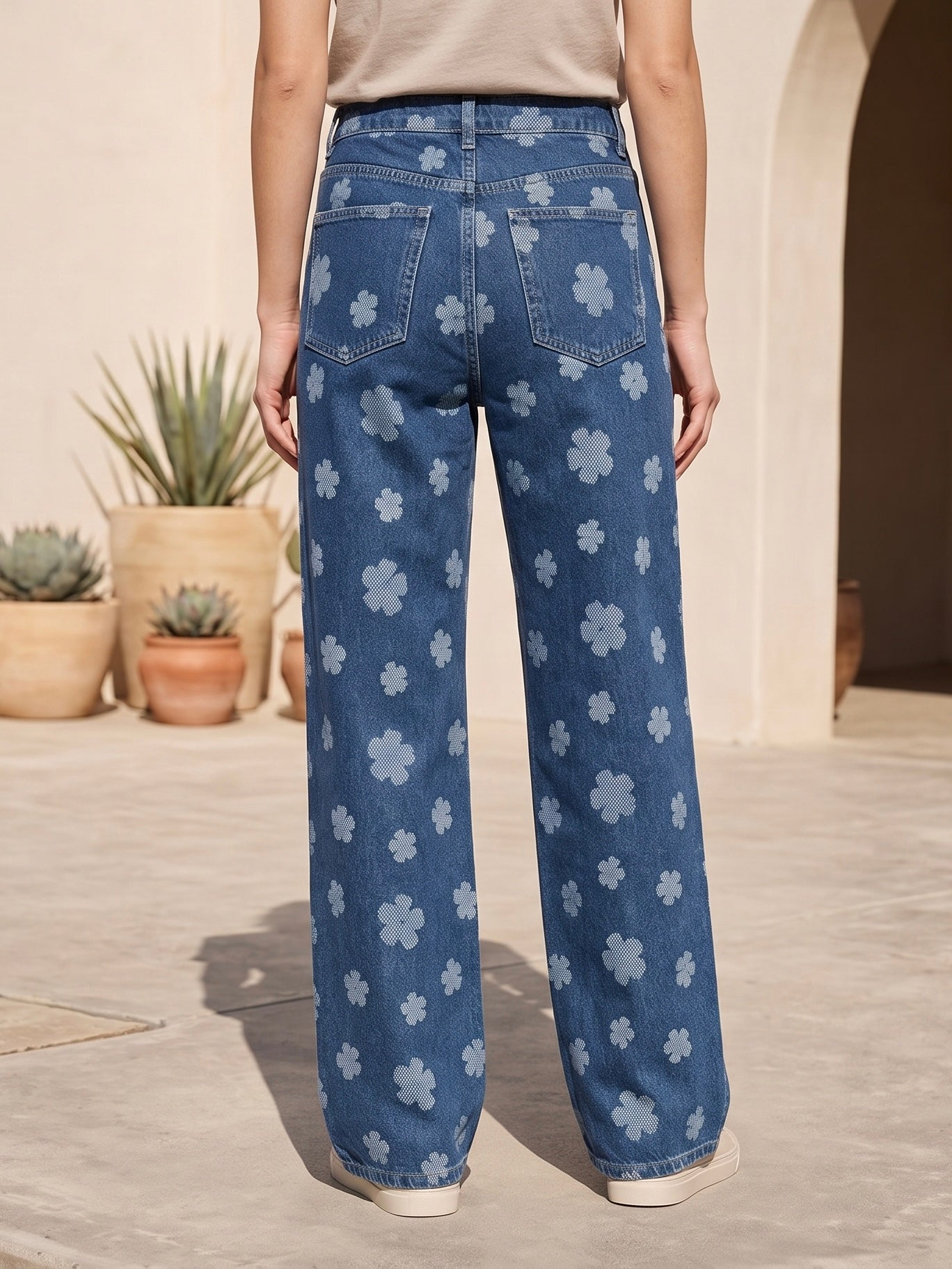 Jean Wide Leg – Motif Floral