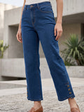 Jean Wide Leg 7/8ème – Boutons Dorés Bas