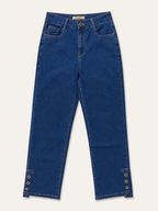 Jean Wide Leg 7/8ème – Boutons Dorés Bas