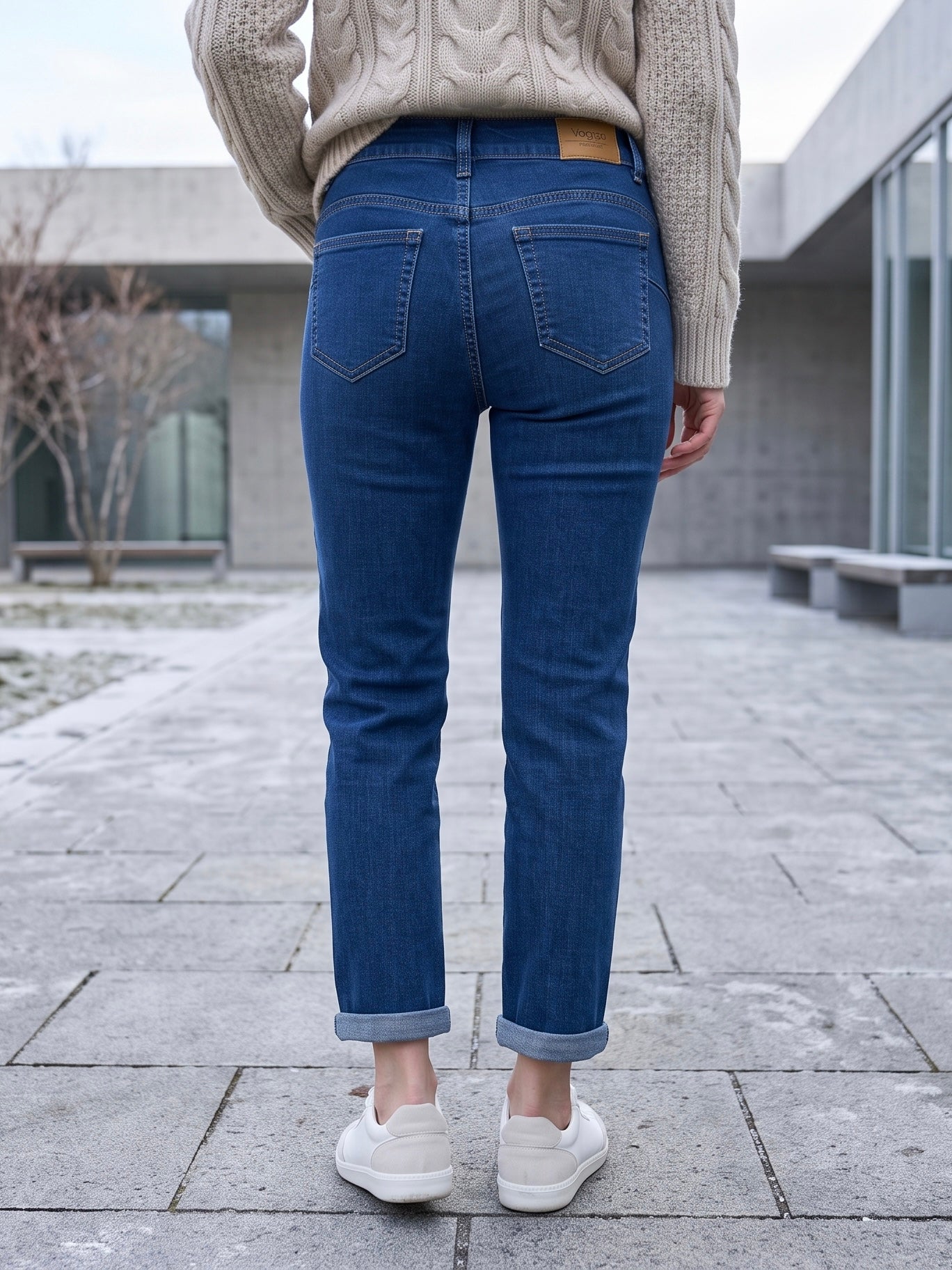 Jean Droit 7/8ème – Effet Push-Up – Bleu Stone
