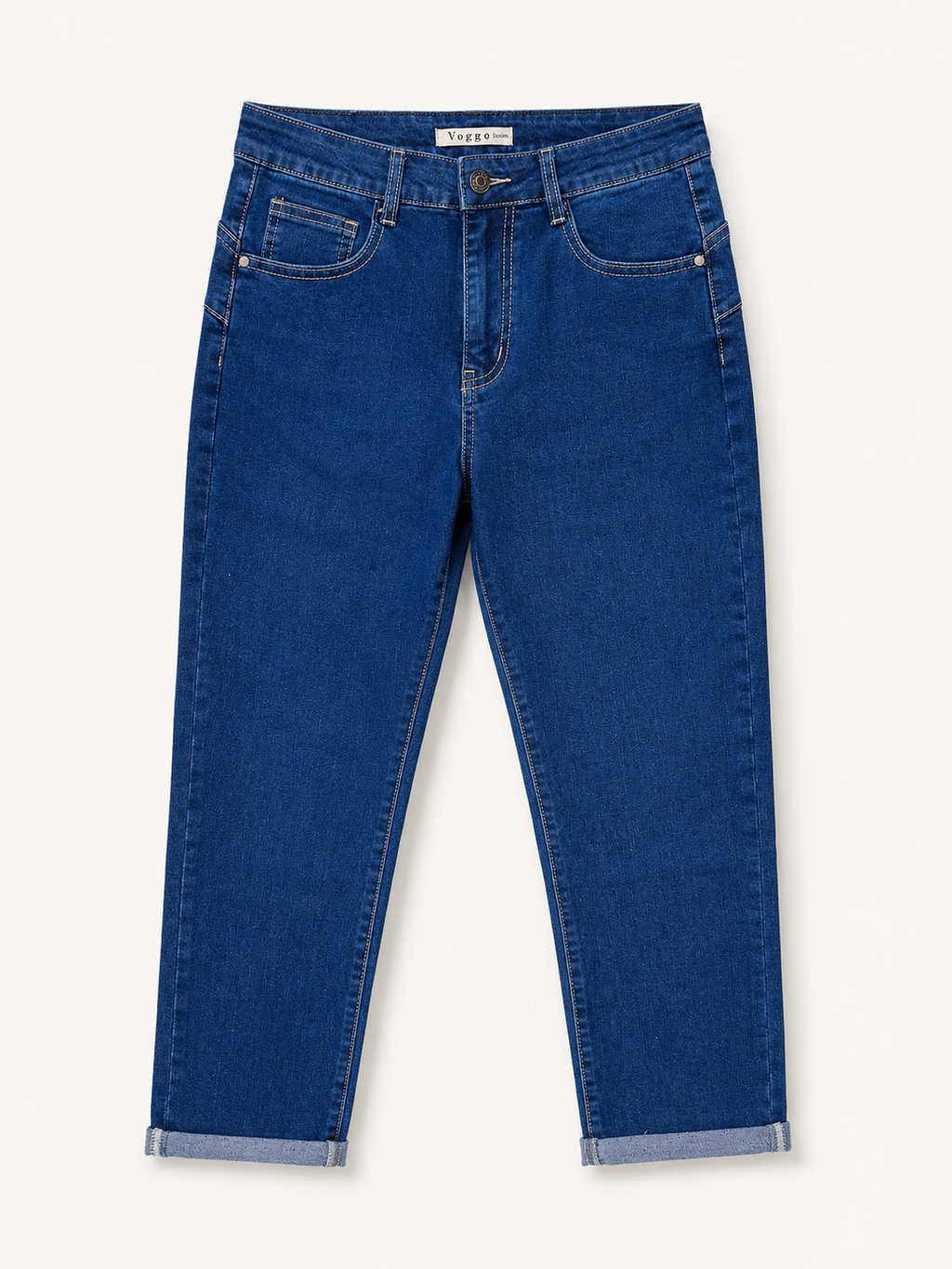 Jean Droit 7/8ème – Effet Push-Up – Bleu Stone