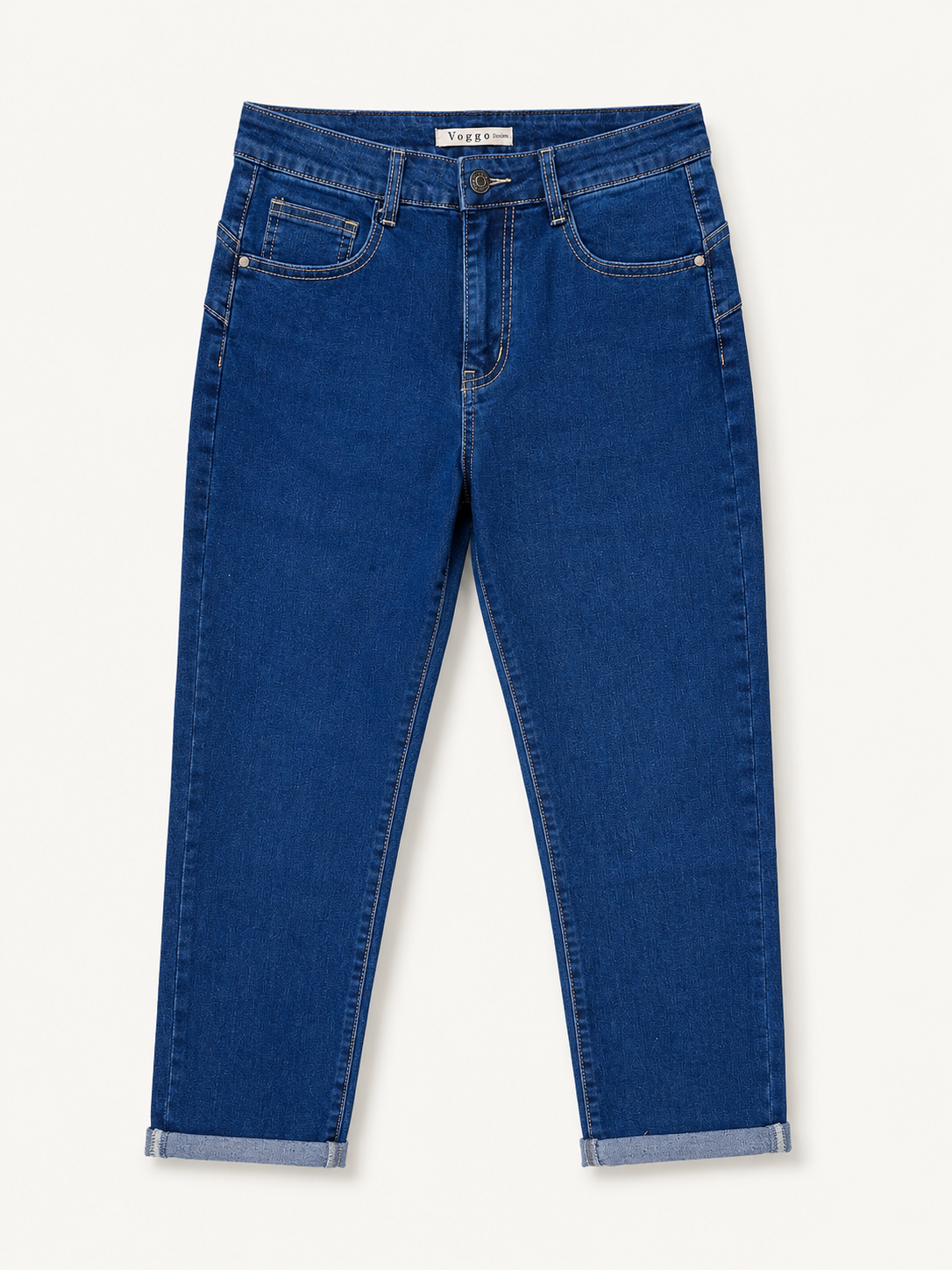 Jean Droit 7/8ème – Effet Push-Up – Bleu Stone