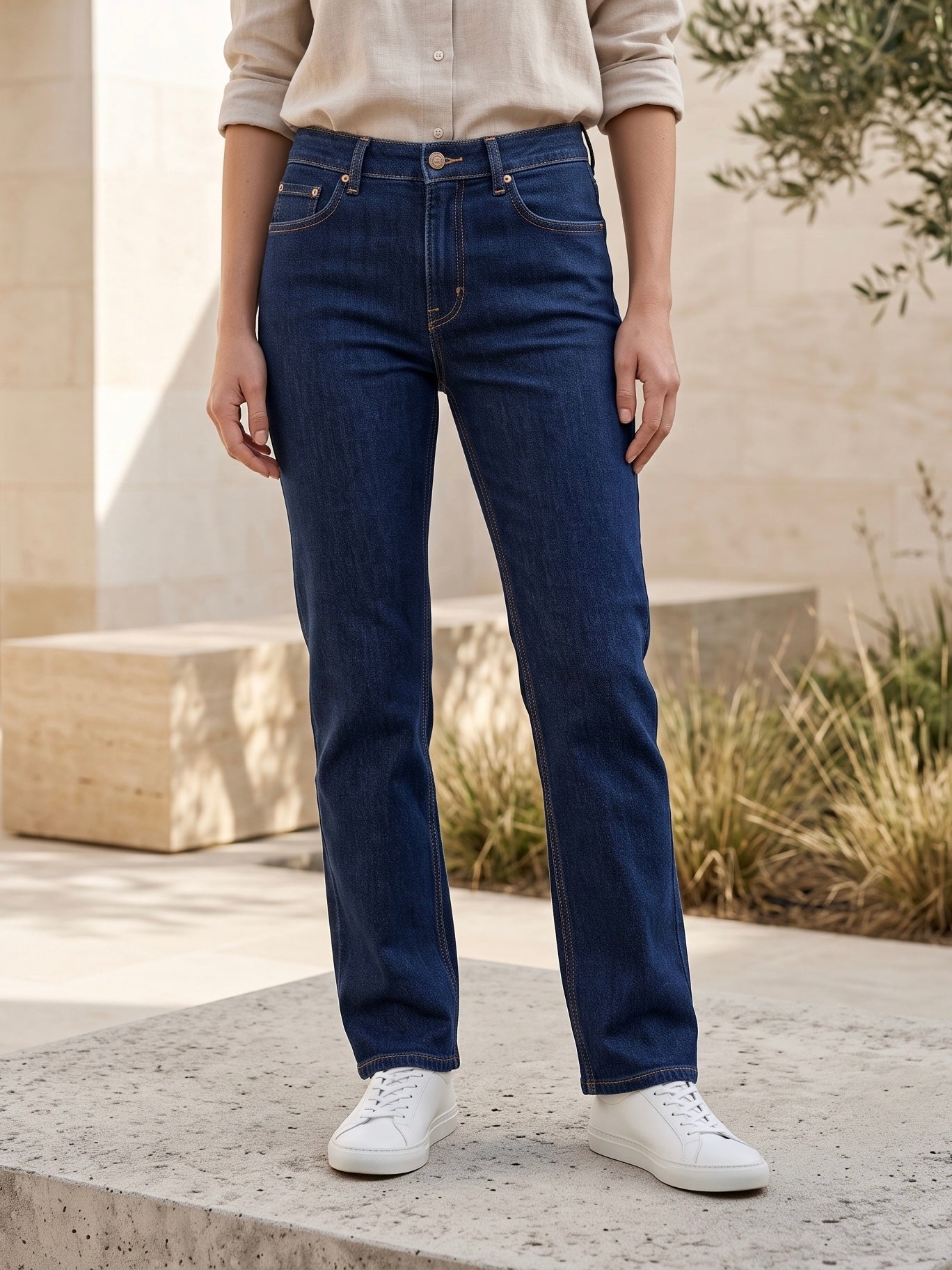 Jean Coupe Droite – Strass Poche Arrière
