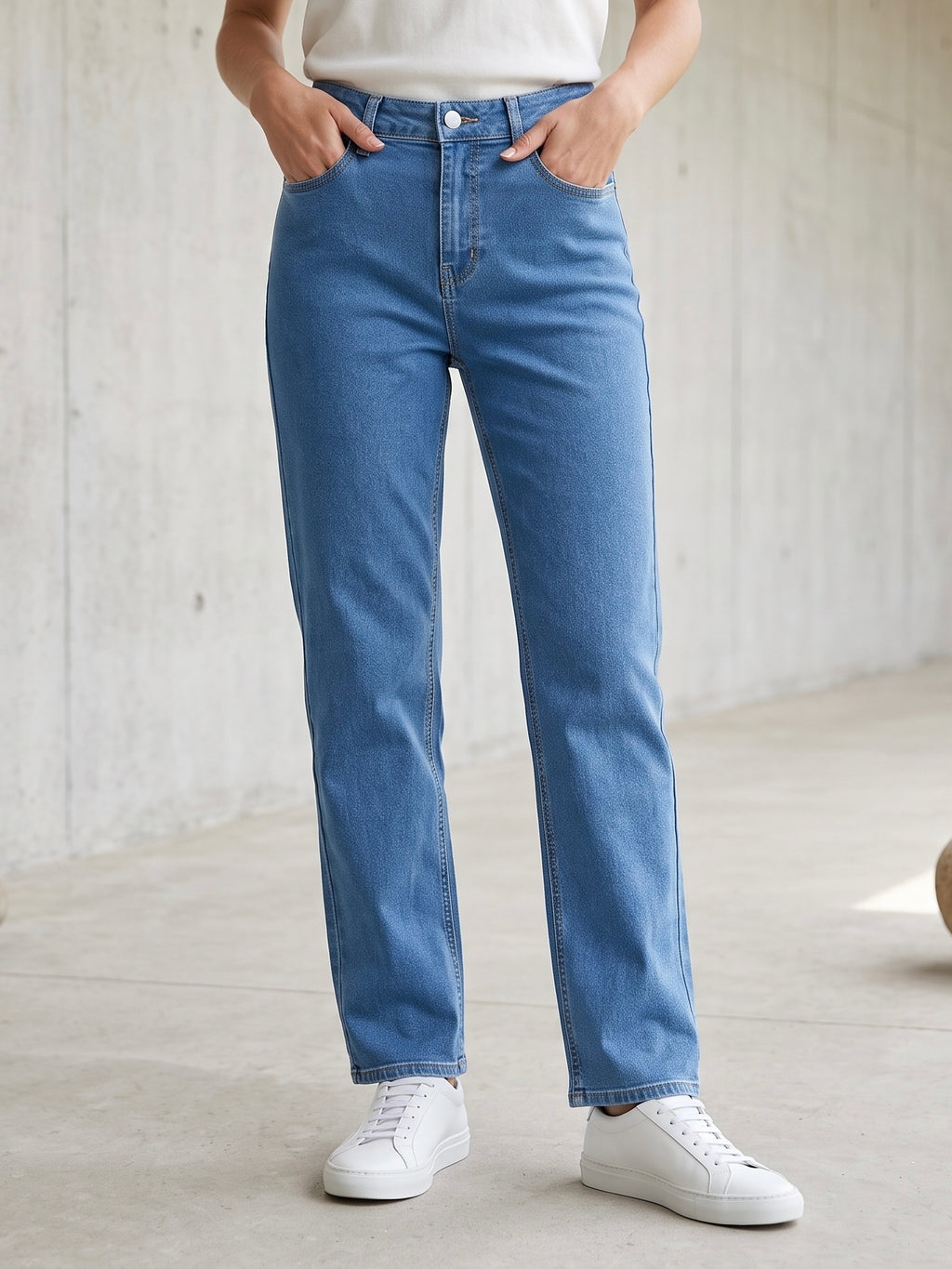 Jean Coupe Droite – Strass Poche Arrière