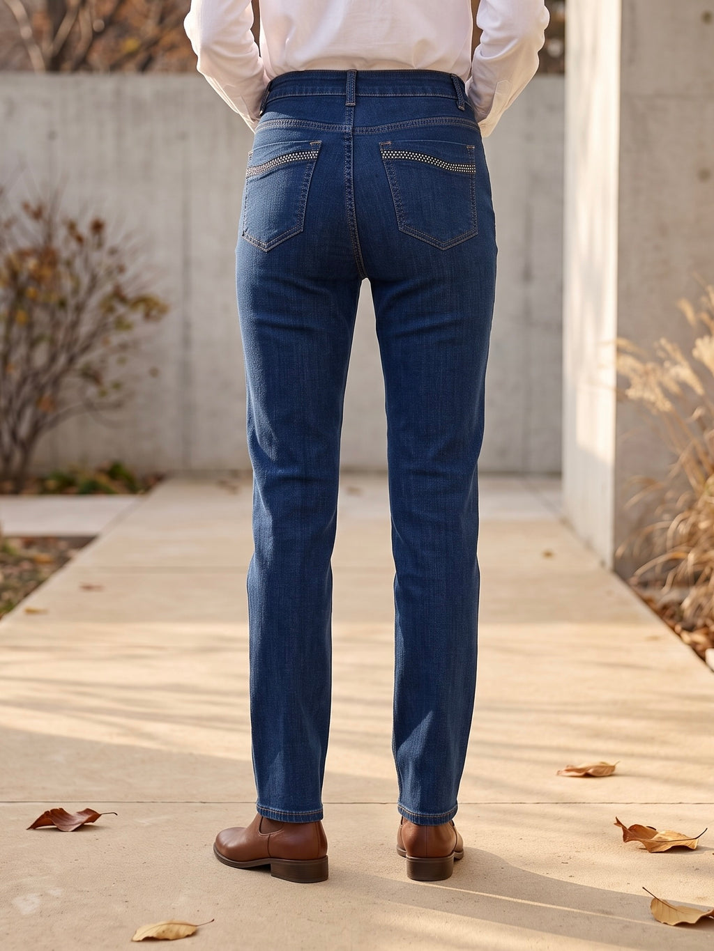 Jean Droit – Strass Poches Arrières – Bleu Brut